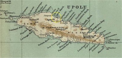 Upolu, Samoa. Location of the 1889 Samoa Hurricane.